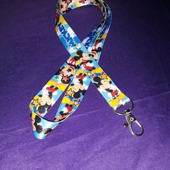 M2. Walt Disney World Mickey Mouse Neck Strap Blue Stars One Size Lanyard & Clip - Picture 4 of 9